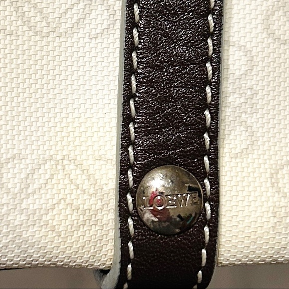 LOEWE White & Black Canvas & Leather Repeat Anagram Logo Tote Bag. - Picture 10 of 15